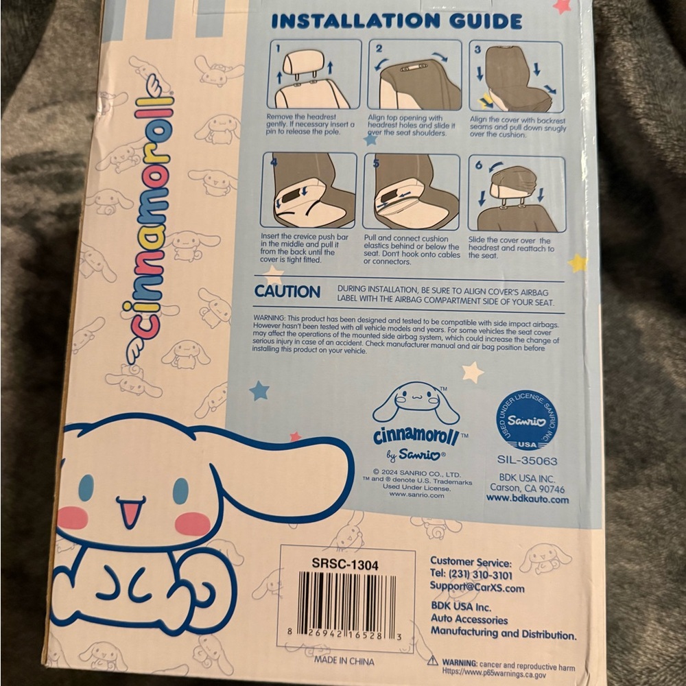 Sanrio Cinnamoroll Blue Car Seat Covers - 2 Front Seats - Picture 2 of 2